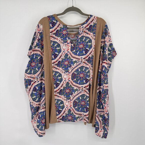 GiGiO Womens  Multicolor Bohemian Print poncho Top tunic size medium new - Picture 9 of 16